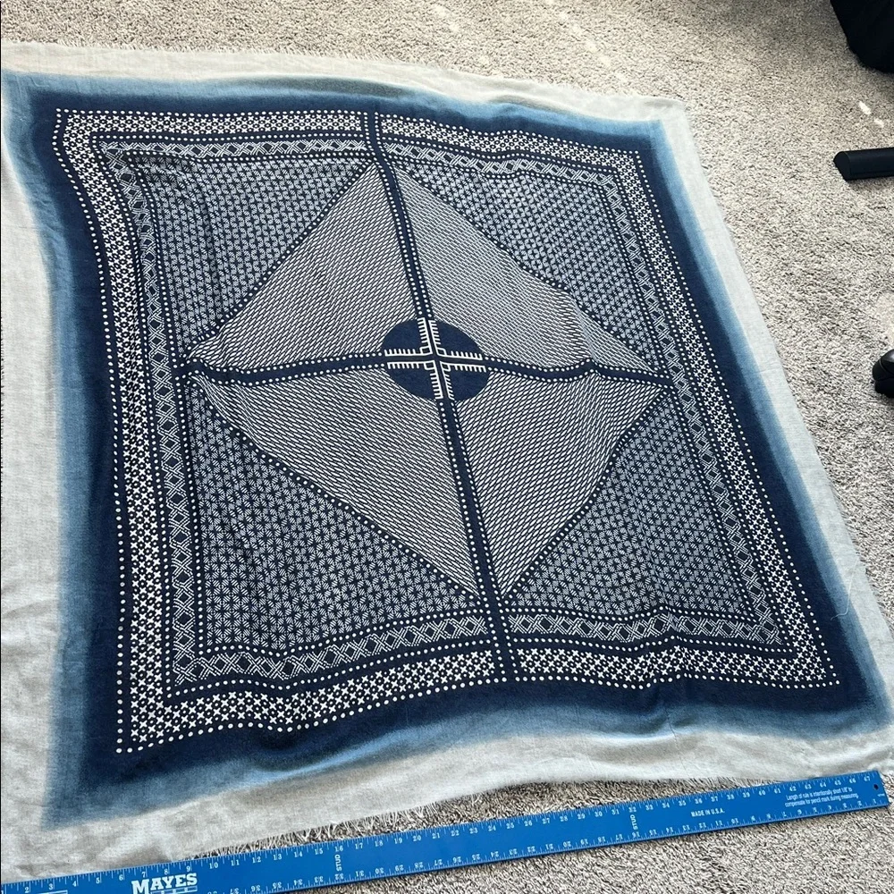 Navy, Light Blue and White Geometric Scarf Wrap Beach Sarong